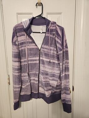 Purple Striped Zip Hoodie Jacket